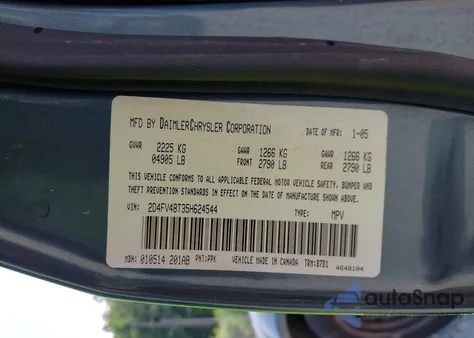 2005 Dodge Magnum Se z USA, uszkodzony, nr VIN 2D4FV48T35H624544